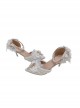 Tea Party Bride Flower Marriage  Classic Lolita Exquisite Pearl Lace Trim Elegant Pointed Toe High Heels Shoes