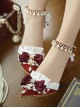 Tea Party Bride Flower Marriage  Classic Lolita Exquisite Pearl Lace Trim Elegant Pointed Toe High Heels Shoes