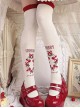 Cherry Red Spring Girl Retro English Alphabet Bowknot White Fairy Tale Style Sweet Lolita Over Knee Socks