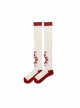 Cherry Red Spring Girl Retro English Alphabet Bowknot White Fairy Tale Style Sweet Lolita Over Knee Socks