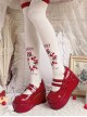 Cherry Red Spring Girl Retro English Alphabet Bowknot White Fairy Tale Style Sweet Lolita Over Knee Socks