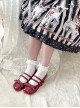 Soft Bottom Low Heel PU Double Row Round Buttons Sweet Lolita Square Round Head Cute Egg Roll Shoes