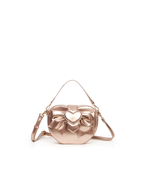 Little Apple Series Fairy Tale Style Heart Shape Bowknot Elegant Cute Sweet Lolita Crossbody Mini Handbag Coin Purse
