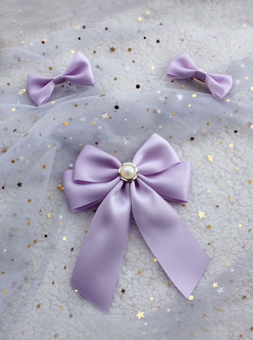 Handmade Pearl Soft Girl Elegant Cute Versatile Sweet Lolita Bowknot Accessories Brooch Set