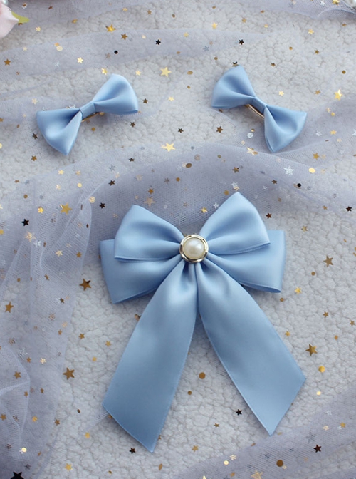 Handmade Pearl Soft Girl Elegant Cute Versatile Sweet Lolita Bowknot Accessories Brooch Set