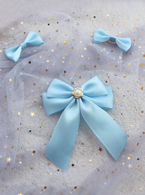 Handmade Pearl Soft Girl Elegant Cute Versatile Sweet Lolita Bowknot Accessories Brooch Set