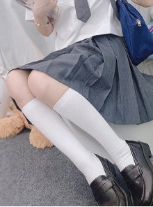 Spring Summer Thin Simple Commuting Daily Versatile School Lolita JK Uniform Calf Socks