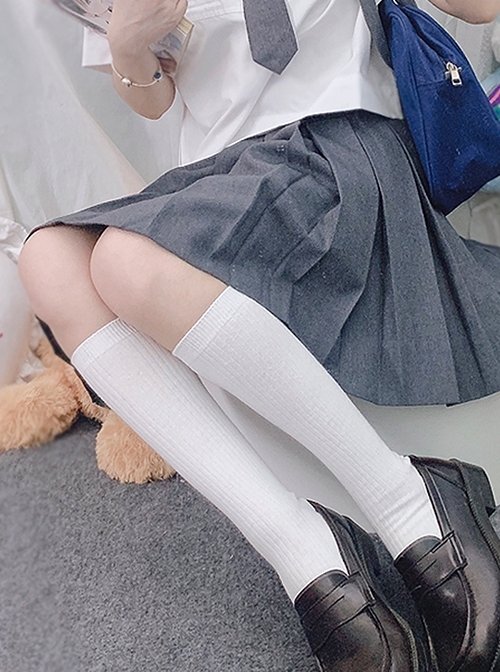 Spring Summer Thin Simple Commuting Daily Versatile School Lolita JK Uniform Calf Socks