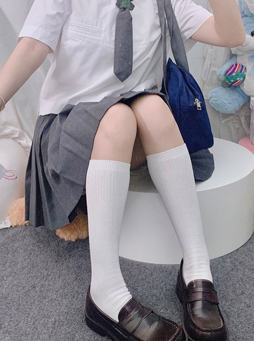 Spring Summer Thin Simple Commuting Daily Versatile School Lolita JK Uniform Calf Socks