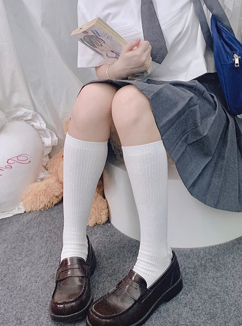 Spring Summer Thin Simple Commuting Daily Versatile School Lolita JK Uniform Calf Socks