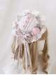 Four Seasons Flower Series Light Pink Rose Pearl Chain Bowknot Wide Ruffles Flower Wedding Classic Lolita Hairpin Hat