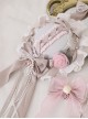 Four Seasons Flower Series Light Pink Rose Pearl Chain Bowknot Wide Ruffles Flower Wedding Classic Lolita Hairpin Hat