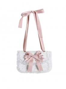 Fairy Style Handmade Doll Sense White Lace Satin Bowknot Sweet Lolita Pearl Chain Shoulder Handbag