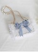 Fairy Style Handmade Doll Sense White Lace Satin Bowknot Sweet Lolita Pearl Chain Shoulder Handbag