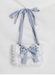 Fairy Style Handmade Doll Sense White Lace Satin Bowknot Sweet Lolita Pearl Chain Shoulder Handbag