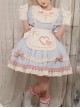 Cute Girly Loving Heart Doll Collar Maid Low Saturate Pink Blue Big Bowknot Sweet Lolita Puff Sleeves Princess Dress