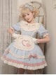 Cute Girly Loving Heart Doll Collar Maid Low Saturate Pink Blue Big Bowknot Sweet Lolita Puff Sleeves Princess Dress