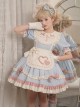 Cute Girly Loving Heart Doll Collar Maid Low Saturate Pink Blue Big Bowknot Sweet Lolita Puff Sleeves Princess Dress