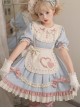 Cute Girly Loving Heart Doll Collar Maid Low Saturate Pink Blue Big Bowknot Sweet Lolita Puff Sleeves Princess Dress