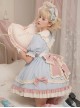 Cute Girly Loving Heart Doll Collar Maid Low Saturate Pink Blue Big Bowknot Sweet Lolita Puff Sleeves Princess Dress