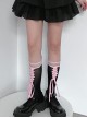 Spring Summer Slightly Transparent Contrasting Colors Lace Tie Bowknot Fashion Sweet Lolita Mid Calf Socks