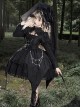 Dark Night Law Girl High Waist Silver Chain Sharp Corners Lapel Gothic Lolita Puff Long Sleeve Dress OP