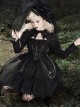 Dark Night Law Girl High Waist Silver Chain Sharp Corners Lapel Gothic Lolita Puff Long Sleeve Dress OP