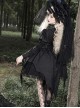 Dark Night Law Girl High Waist Silver Chain Sharp Corners Lapel Gothic Lolita Puff Long Sleeve Dress OP