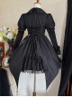 Dark Night Law Girl High Waist Silver Chain Sharp Corners Lapel Gothic Lolita Puff Long Sleeve Dress OP