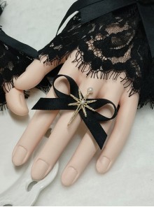 Exquisite Dark Black Bowknot Tie Gothic Lolita Accessory Sun Star Cross Alloy Ring