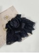 Handmade Dark Black Mesh Yarn Rose Gothic Lolita Lace Brooch Flower Pill Versatile Accessory