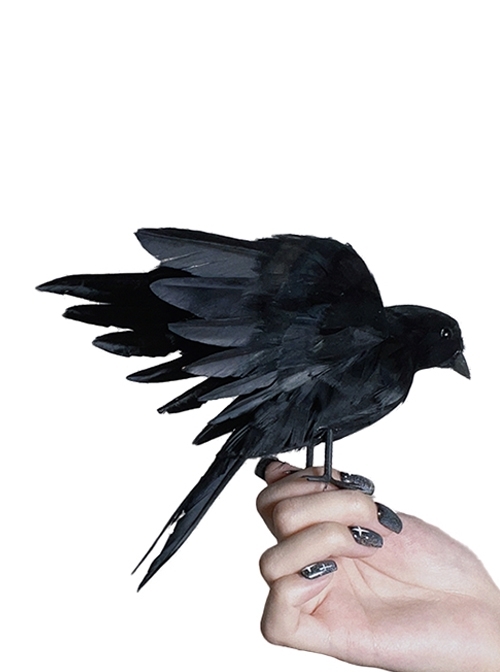 Medieval Cos Retro Dark Handsome Spread Wings Crow Gothic Lolita Simulation Props Bird