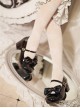 Cute Patent Leather Round Toe French Style Lace Up Bowknot Graceful Lolita Mary Jane Medium Heel Shoes