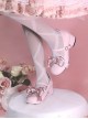 Cute Patent Leather Round Toe French Style Lace Up Bowknot Graceful Lolita Mary Jane Medium Heel Shoes