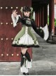 Chinese Style Bamboo Leaf Green Black Cute Panda Ancient Chinese Elements Sweet Lolita Improved Hanfu Dress Coat Leg Sleeves Set