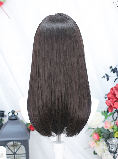 Black Long Straight Brown Simulate Nature Ladylike Temperament Daily Classic Lolita Full Head Wig