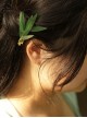 Exquisite Simulation Emerald Green Bamboo Leaf Shape Chinese Style Elegant Classical Hanfu Hairpin