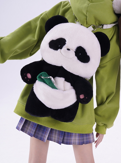 Panda Hug Bamboo Series Cute Chinese Style Black White Panda Doll Bag Multifunctional Kawaii Fashion Large Size Plush Backpack