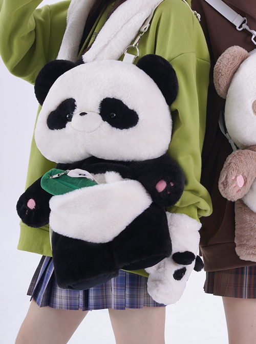 Panda Hug Bamboo Series Cute Chinese Style Black White Panda Doll Bag Multifunctional Kawaii Fashion Large Size Plush Backpack