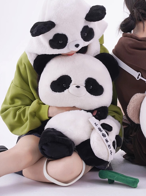 Panda Hug Bamboo Series Cute Chinese Style Black White Panda Doll Bag Multifunctional Kawaii Fashion Large Size Plush Backpack