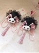 Chinese Style Lolita Chunli Cute Panda Bowknot Meatball Head Cheongsam Fringe Hairpin