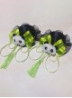 Chinese Style Lolita Chunli Cute Panda Bowknot Meatball Head Cheongsam Fringe Hairpin