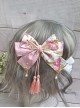 Japanese Style Big Bowknot Sakura Hot Stamping Process Lace Up Pearl Tassel Bowknot Headdress Hairpin