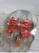 Japanese Style Big Bowknot Sakura Hot Stamping Process Lace Up Pearl Tassel Bowknot Headdress Hairpin