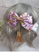Japanese Style Big Bowknot Sakura Hot Stamping Process Lace Up Pearl Tassel Bowknot Headdress Hairpin