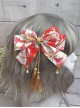 Japanese Style Big Bowknot Sakura Hot Stamping Process Lace Up Pearl Tassel Bowknot Headdress Hairpin