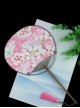 Japanese Style Cotton Handmade Cosplay Pink Sakura Print Kawaii Fashion Bamboo Handle Tassel Double Sides Fan