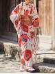 Japanese Style Literary Retro Red Big Flowers Bright Elegant Bathrobe Kawaii Fashion Improved Kimono