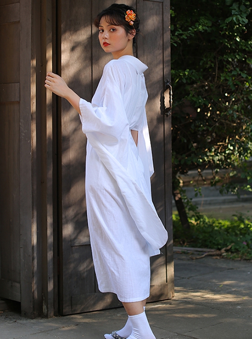 Autumn Winter M Size White Inner Layer Japanese Style Women Yukata Kimono Kawaii Fashion Classic Formal Bottoming Shirt