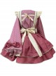 Little Strawberry Series Rose Pink Sweet Lolita Japanese Style Cute Little Apron Long Sleeves Fluffy Cake Skirt Shirt Set